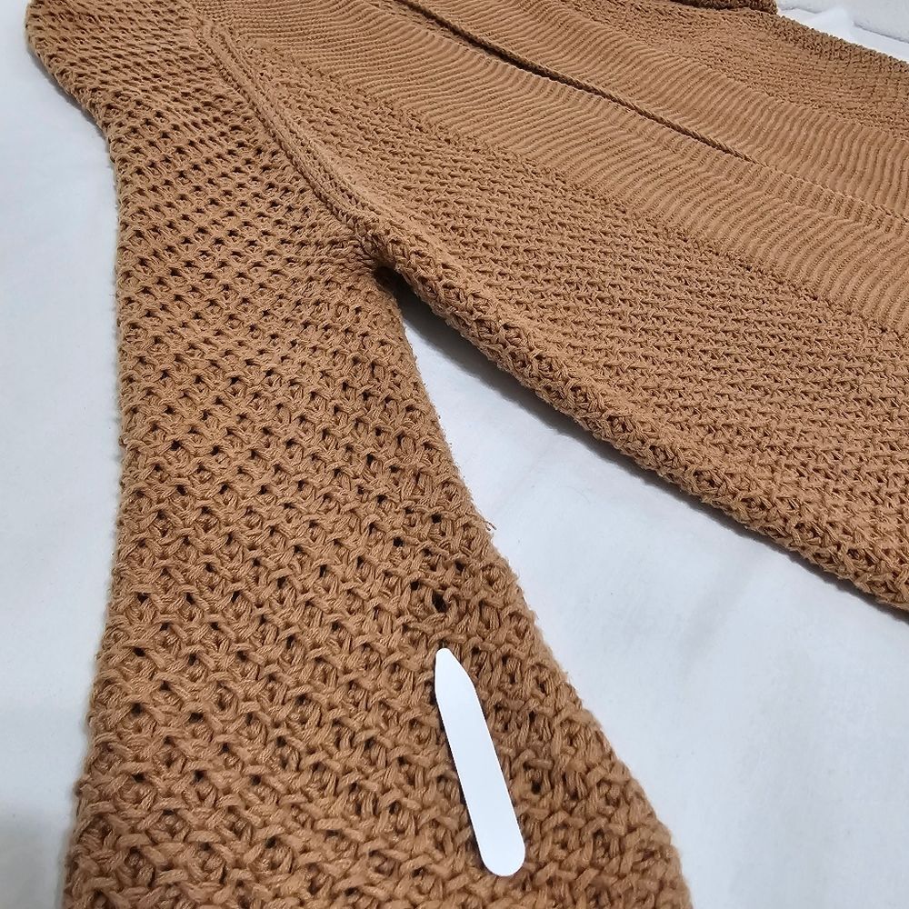 Lucky Brand Women’s M Camel Brown Open Knit Long Cardigan Duster Boho - Picture 7 of 8